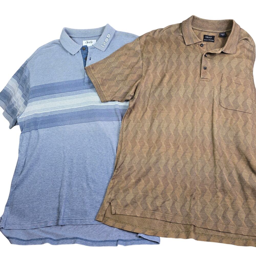 Vintage IZOD Polo‎ Shirt Lot of 2 Men's Large Golf Casual Knit Dadcore Grandpa